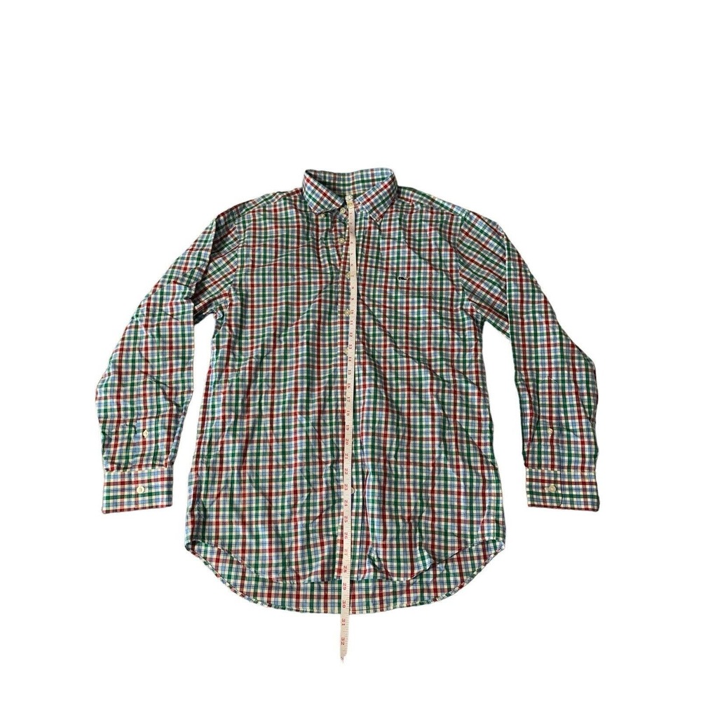 Vineyard Vines Mens Medium Red Green Blue Checker Plaid Button Down Tucker Shirt
